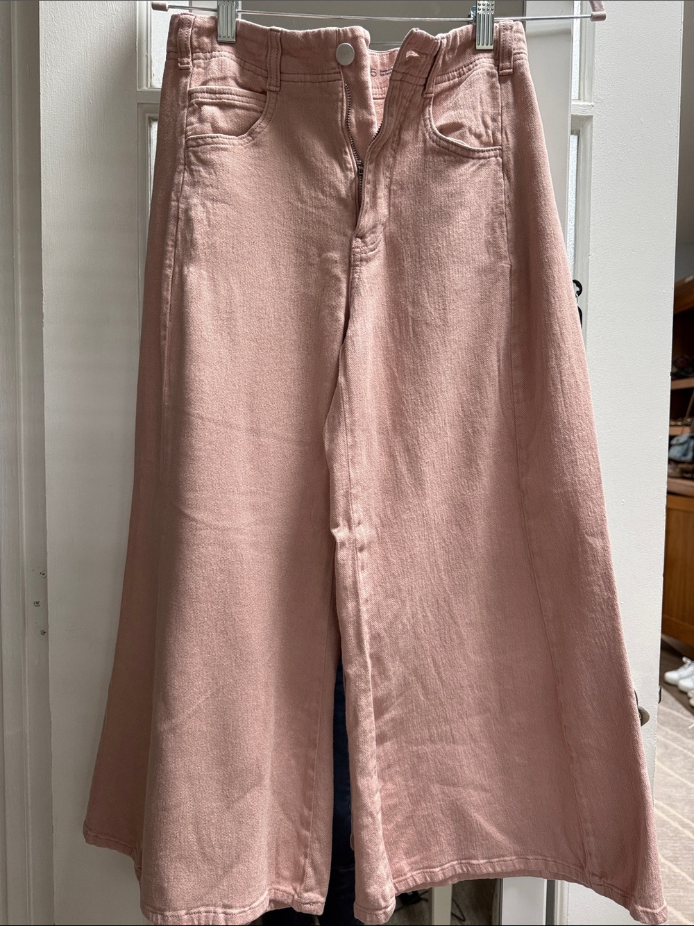 Pilcro Wide-Leg High-Rise Pants in Pale Pink